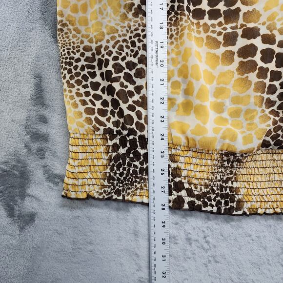 Maurices Top Womens XL Brown Yellow Animal Print Sleeveless Ruffled Chiffon - Picture 8 of 9